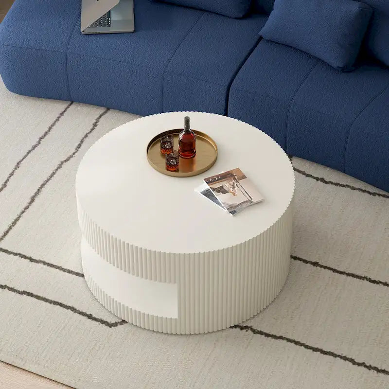 Table basse ronde blanche et noire, 2 niveaux, 1-2 places