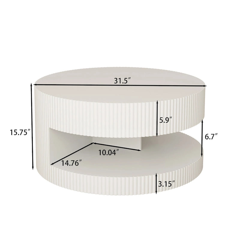 Table basse ronde blanche et noire, 2 niveaux, 1-2 places