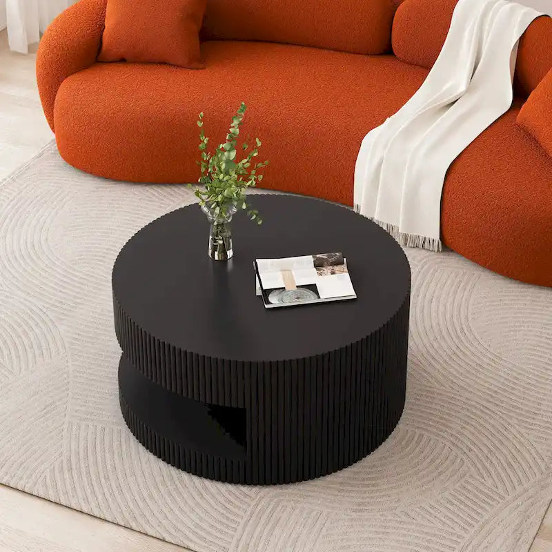 Table basse ronde blanche et noire, 2 niveaux, 1-2 places