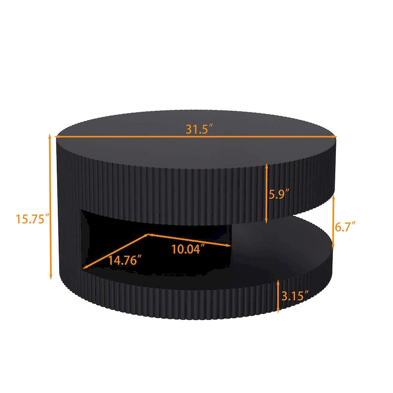 Table basse ronde blanche et noire, 2 niveaux, 1-2 places