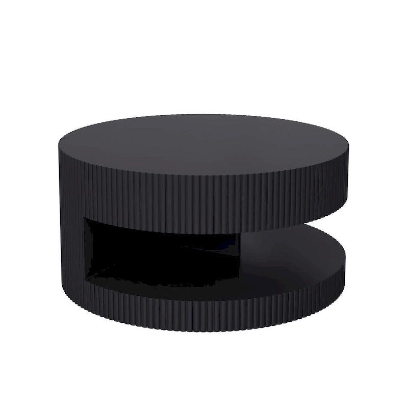 Table basse ronde blanche et noire, 2 niveaux, 1-2 places