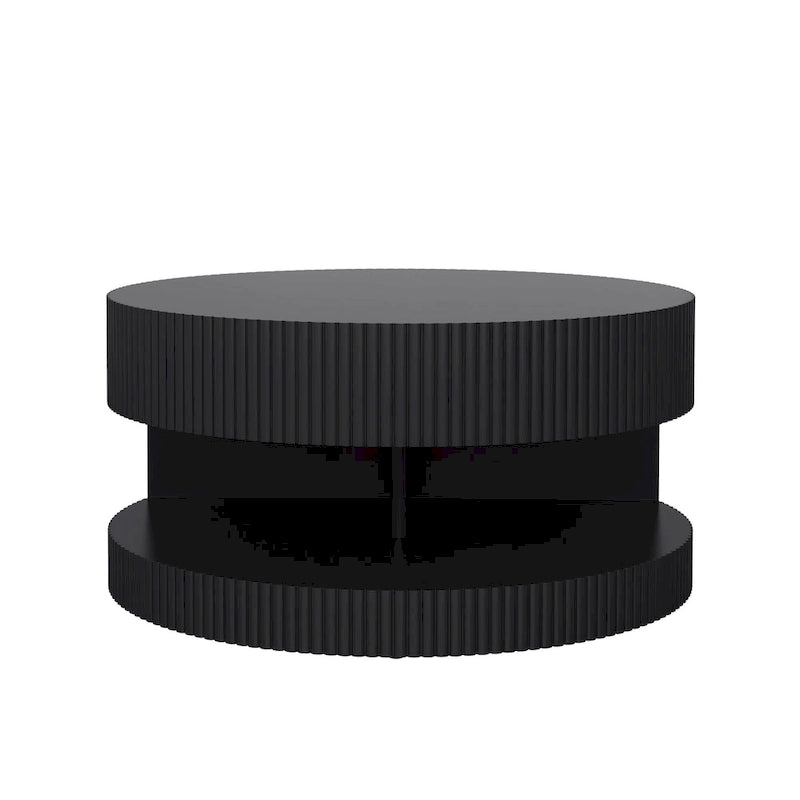 Table basse ronde blanche et noire, 2 niveaux, 1-2 places