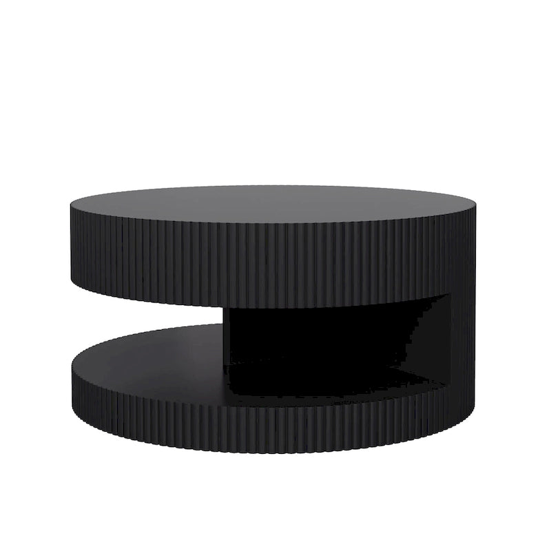 Table basse ronde blanche et noire, 2 niveaux, 1-2 places