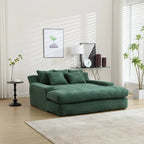 Canapé convertible 2 places en chenille avec 5 coussins de dossier – Bleu marine / Jaune moutarde / Blanc / Émeraude / Gris