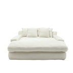 Canapé convertible 2 places en chenille avec 5 coussins de dossier – Bleu marine / Jaune moutarde / Blanc / Émeraude / Gris