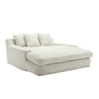 Canapé convertible 2 places en chenille avec 5 coussins de dossier – Bleu marine / Jaune moutarde / Blanc / Émeraude / Gris