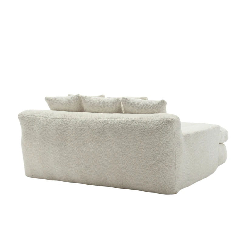 Canapé convertible 2 places en chenille avec 5 coussins de dossier – Bleu marine / Jaune moutarde / Blanc / Émeraude / Gris