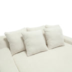 Canapé convertible 2 places en chenille avec 5 coussins de dossier – Bleu marine / Jaune moutarde / Blanc / Émeraude / Gris