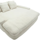 Canapé convertible 2 places en chenille avec 5 coussins de dossier – Bleu marine / Jaune moutarde / Blanc / Émeraude / Gris