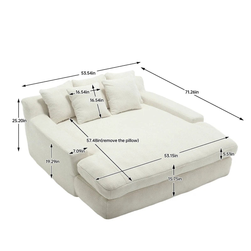 Canapé convertible 2 places en chenille avec 5 coussins de dossier – Bleu marine / Jaune moutarde / Blanc / Émeraude / Gris