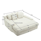 Canapé convertible 2 places en chenille avec 5 coussins de dossier – Bleu marine / Jaune moutarde / Blanc / Émeraude / Gris