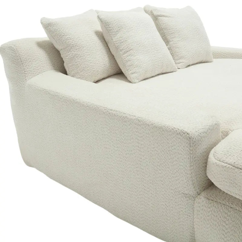Canapé convertible 2 places en chenille avec 5 coussins de dossier – Bleu marine / Jaune moutarde / Blanc / Émeraude / Gris