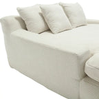 Canapé convertible 2 places en chenille avec 5 coussins de dossier – Bleu marine / Jaune moutarde / Blanc / Émeraude / Gris