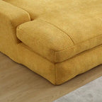 Canapé convertible 2 places en chenille avec 5 coussins de dossier – Bleu marine / Jaune moutarde / Blanc / Émeraude / Gris