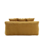 Canapé convertible 2 places en chenille avec 5 coussins de dossier – Bleu marine / Jaune moutarde / Blanc / Émeraude / Gris