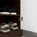 Meuble à chaussures à 4 niveaux Noyer/Naturel avec tiroir, 2 portes, pour 2 à 4 personnes