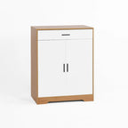 Meuble à chaussures à 4 niveaux Noyer/Naturel avec tiroir, 2 portes, pour 2 à 4 personnes