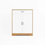 Meuble à chaussures à 4 niveaux Noyer/Naturel avec tiroir, 2 portes, pour 2 à 4 personnes