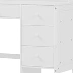 Bureau d'écriture rétro blanc/expresso avec chaise, 4 tiroirs et étagère, pour une personne