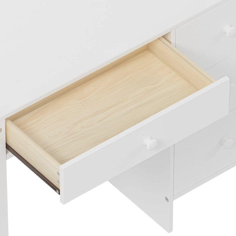 Bureau d'écriture rétro blanc/expresso avec chaise, 4 tiroirs et étagère, pour une personne