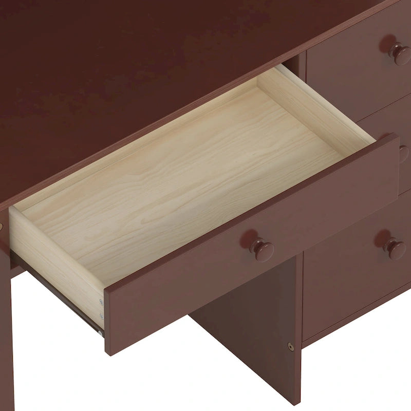Bureau d'écriture rétro blanc/expresso avec chaise, 4 tiroirs et étagère, pour une personne