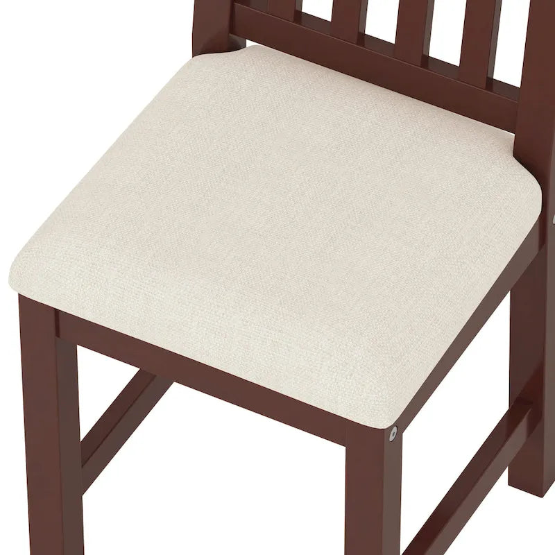 Bureau d'écriture rétro blanc/expresso avec chaise, 4 tiroirs et étagère, pour une personne
