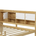 Canapé de jour d'angle en L naturel/blanc avec rangement et bureau, une place