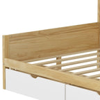 Canapé de jour d'angle en L naturel/blanc avec rangement et bureau, une place