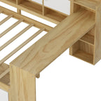 Canapé de jour d'angle en L naturel/blanc avec rangement et bureau, une place