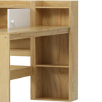 Canapé de jour d'angle en L naturel/blanc avec rangement et bureau, une place