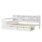 Canapé de jour d'angle en L naturel/blanc avec rangement et bureau, une place