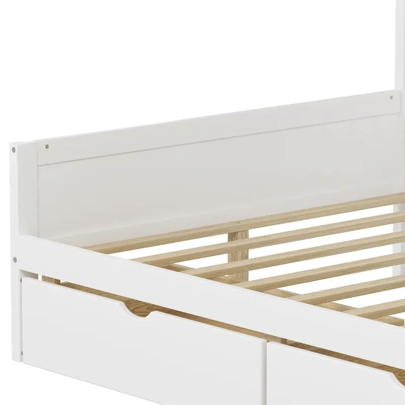 Canapé de jour d'angle en L naturel/blanc avec rangement et bureau, une place