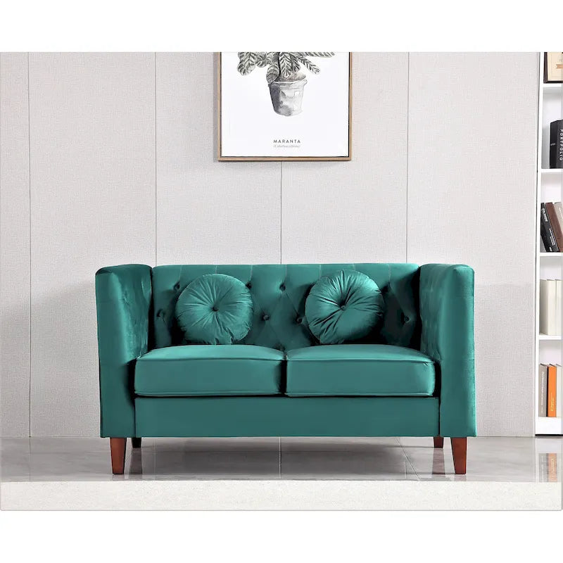 Causeuse Chesterfield en velours, plusieurs coloris, 2 places