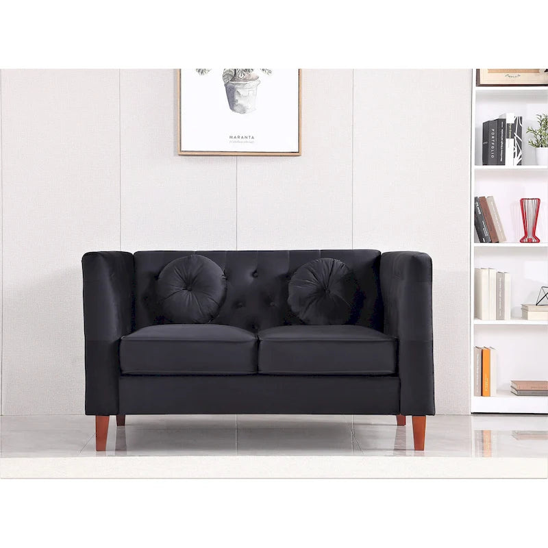 Causeuse Chesterfield en velours, plusieurs coloris, 2 places