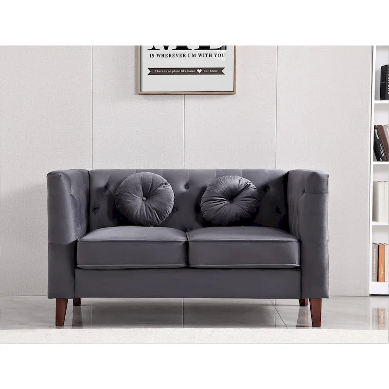 Causeuse Chesterfield en velours, plusieurs coloris, 2 places