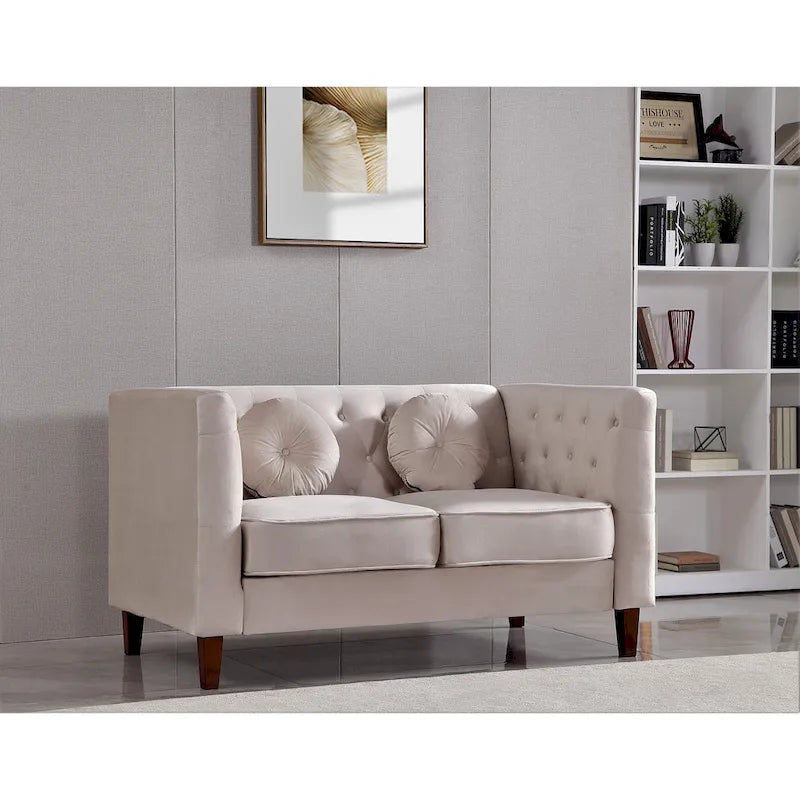 Causeuse Chesterfield en velours, plusieurs coloris, 2 places