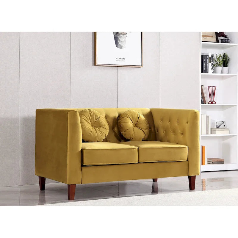 Causeuse Chesterfield en velours, plusieurs coloris, 2 places