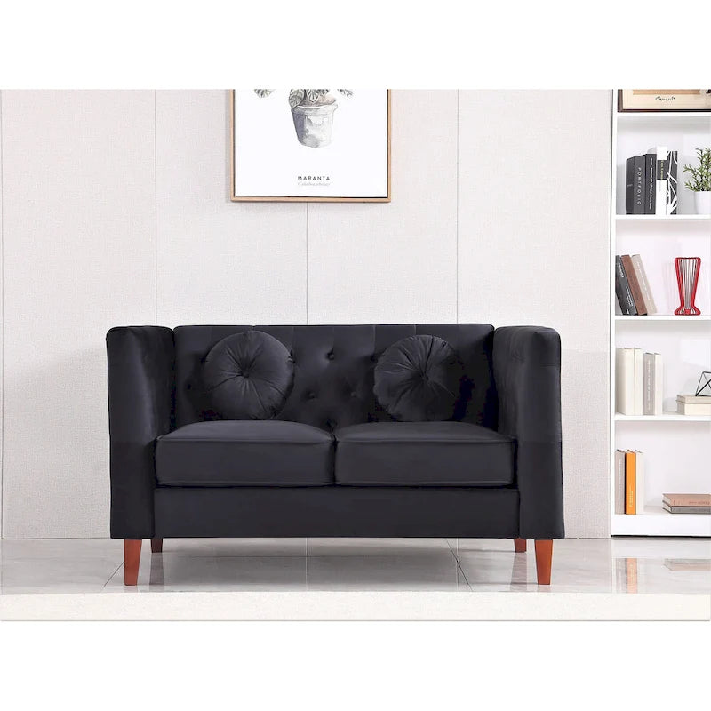 Causeuse Chesterfield en velours, plusieurs coloris, 2 places