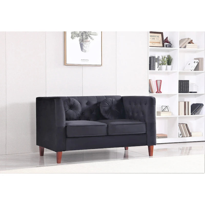 Causeuse Chesterfield en velours, plusieurs coloris, 2 places