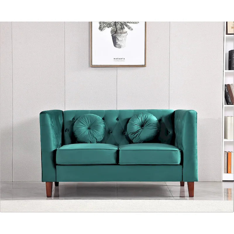 Causeuse Chesterfield en velours, plusieurs coloris, 2 places