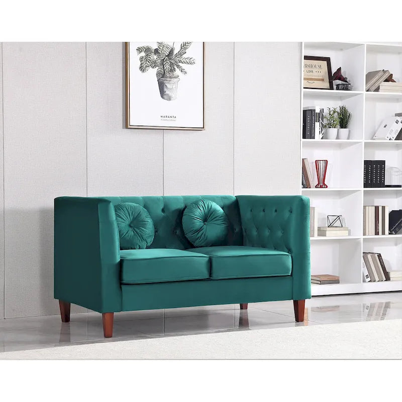 Causeuse Chesterfield en velours, plusieurs coloris, 2 places