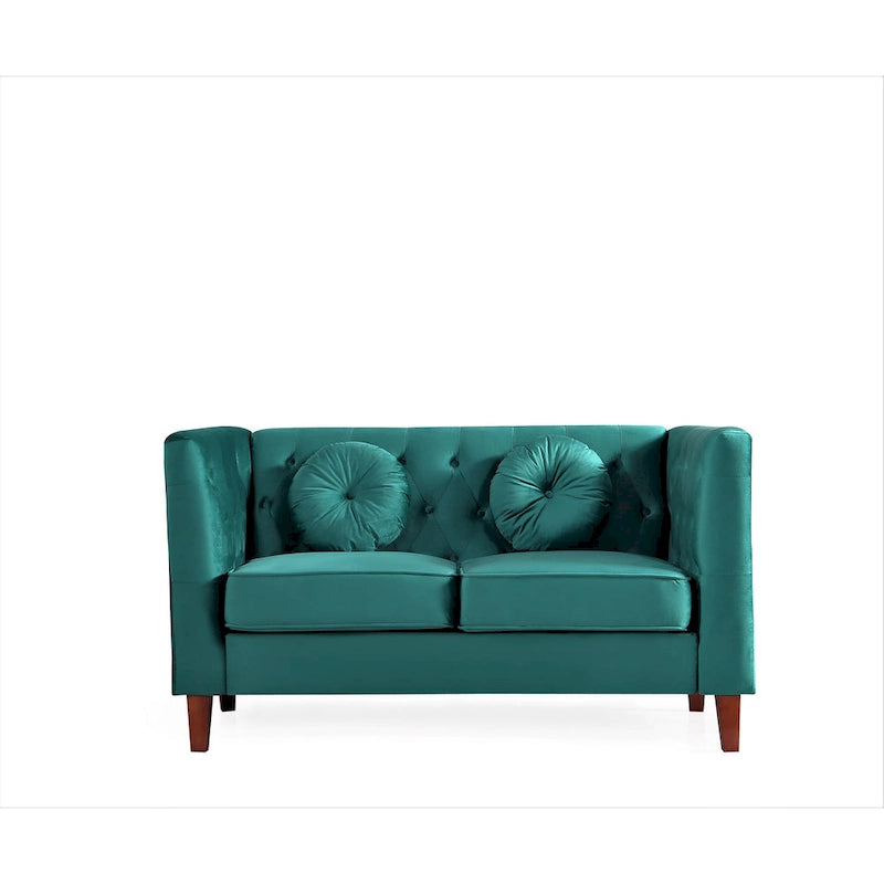 Causeuse Chesterfield en velours, plusieurs coloris, 2 places