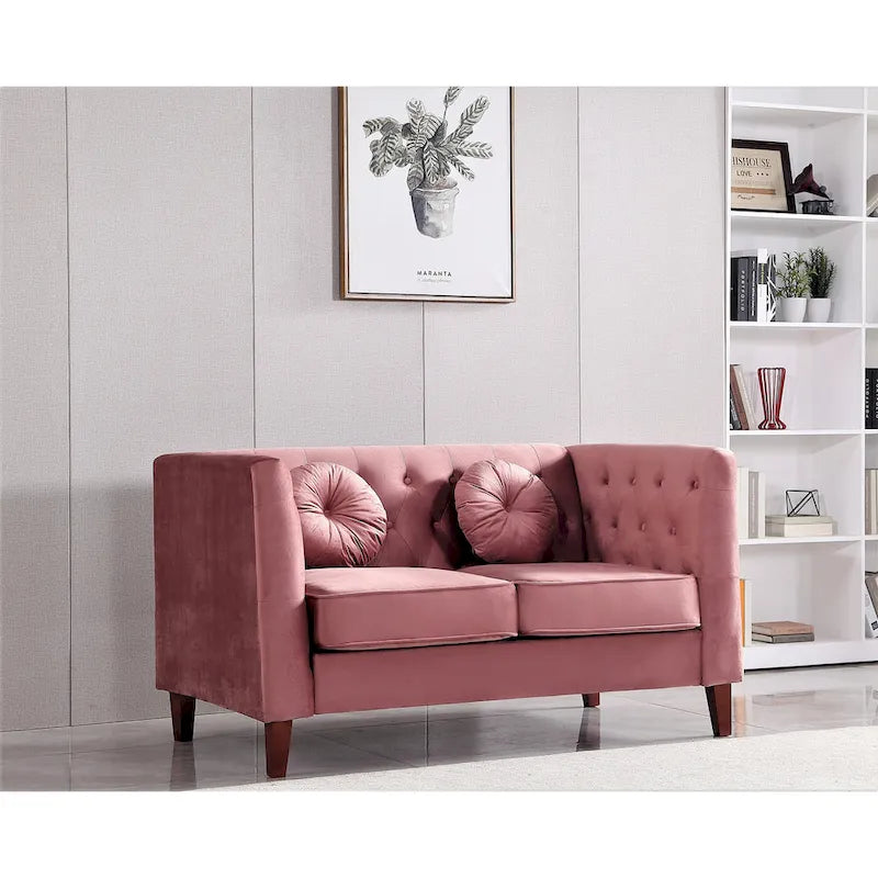 Causeuse Chesterfield en velours, plusieurs coloris, 2 places