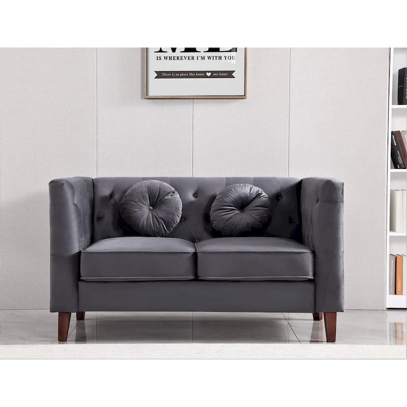 Causeuse Chesterfield en velours, plusieurs coloris, 2 places