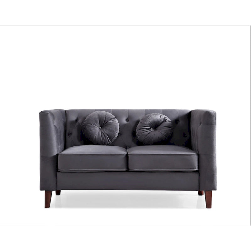 Causeuse Chesterfield en velours, plusieurs coloris, 2 places