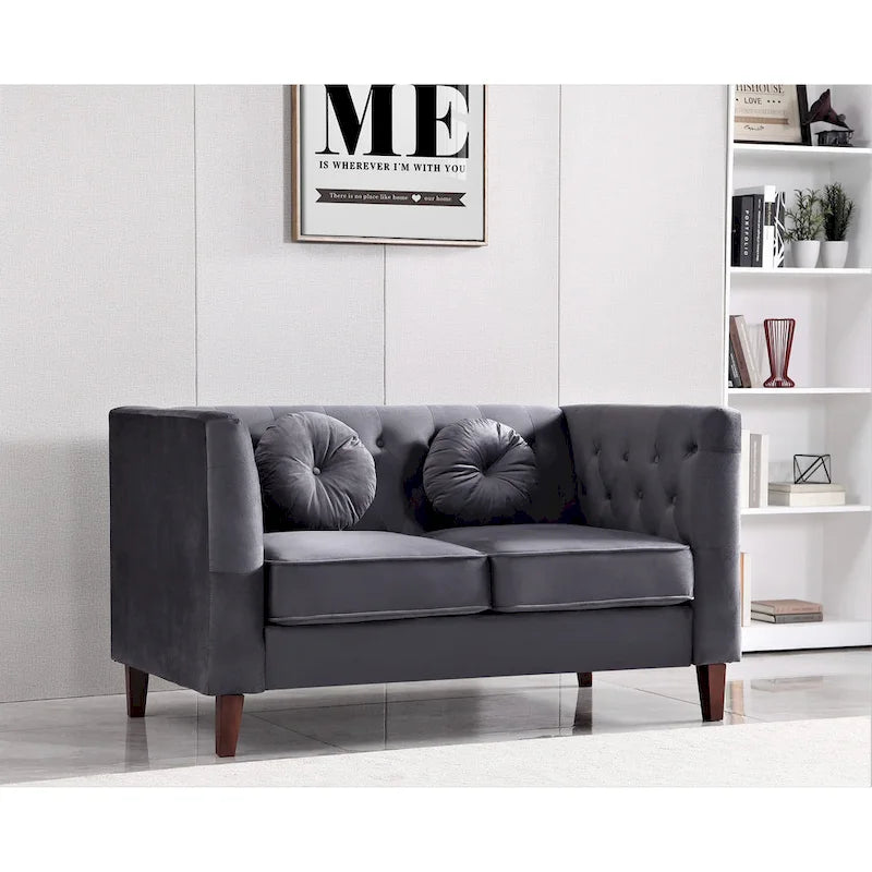 Causeuse Chesterfield en velours, plusieurs coloris, 2 places