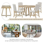 Ensemble table à manger extensible 5 places (ronde à ovale) avec 4 chaises rembourrées, coloris Noyer naturel