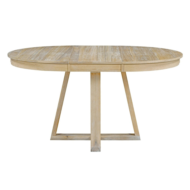 Ensemble table à manger extensible 5 places (ronde à ovale) avec 4 chaises rembourrées, coloris Noyer naturel