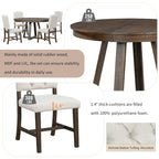 Ensemble table à manger extensible 5 places (ronde à ovale) avec 4 chaises rembourrées, coloris Noyer naturel