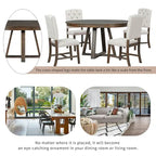 Ensemble table à manger extensible 5 places (ronde à ovale) avec 4 chaises rembourrées, coloris Noyer naturel